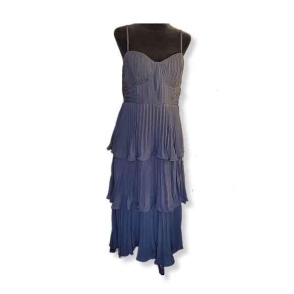 Lulus Dresses & Skirts - NWOT Lulus Cascading Crush Black Tiered Bustier Midi Dress Sz L